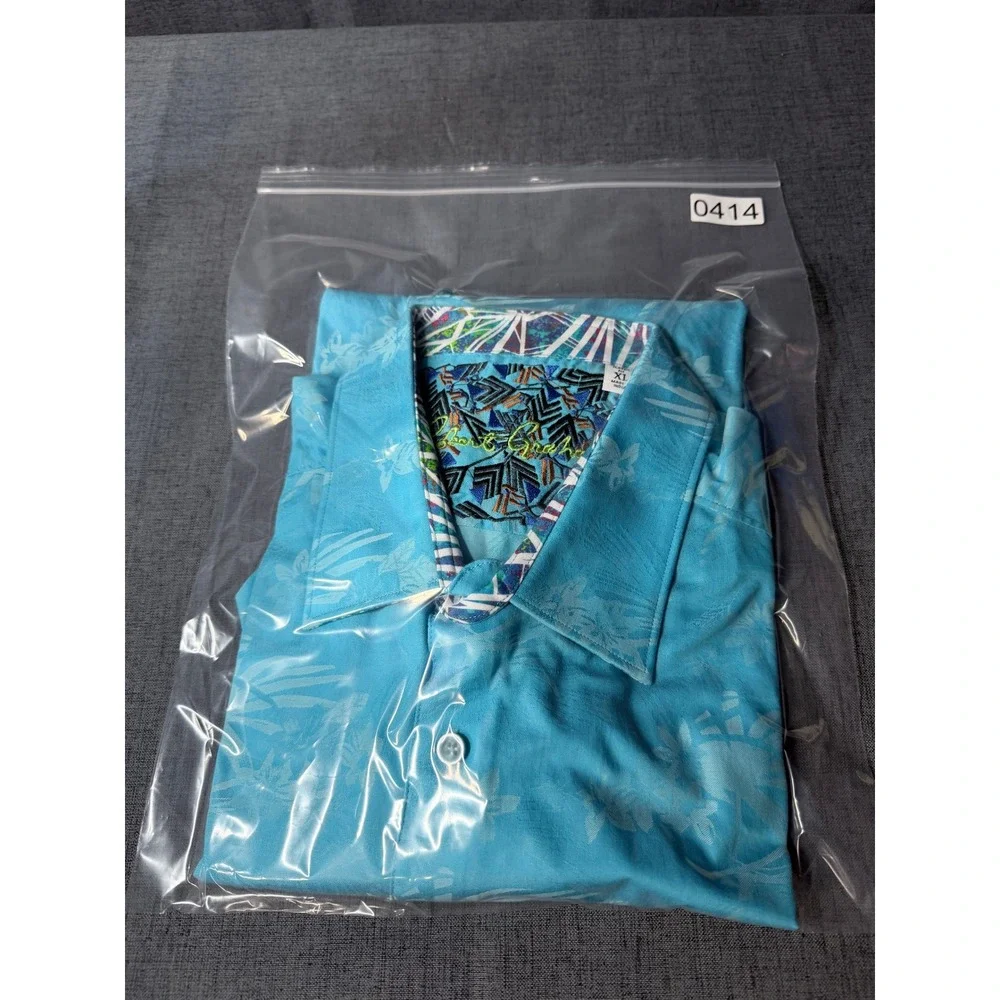 Robert Graham Mens XL Classic Fit Blue Floral Long Sleeve Button Down Shirt